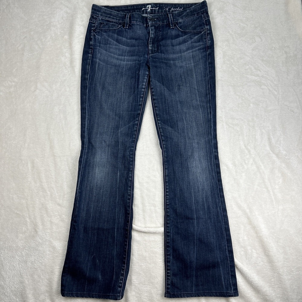 7 For All Mankind Jeans Women's "A" Pocket Medium Wash Flare Blue Denim Size 29
